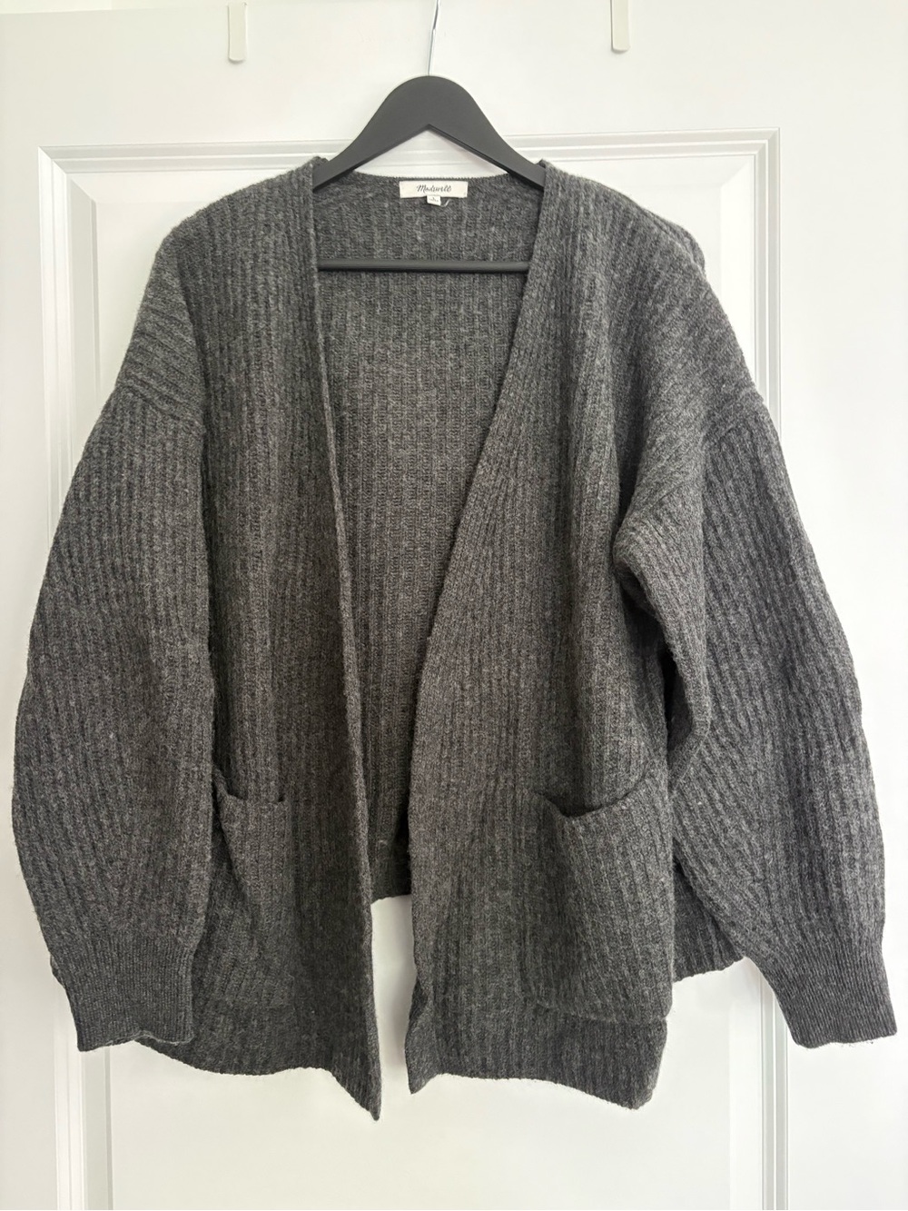Madewell Charcoal Gray Open-Front Ribbed Cardigan